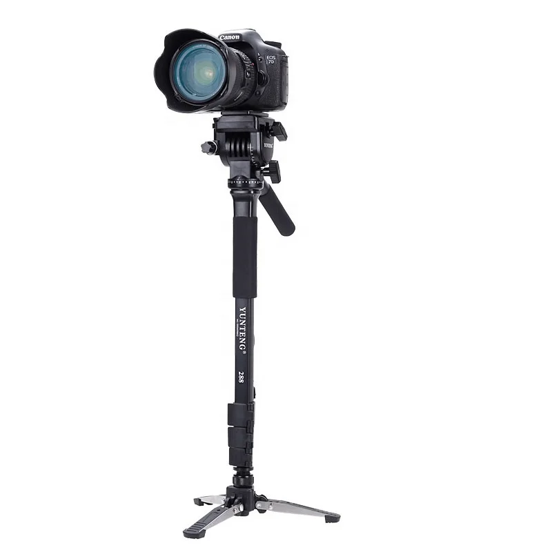 

YUNTENG 288 DSLR Camera Tripod Monopod With Fluid Pan Head & Quick Release Plate & Unipod Holder, Black