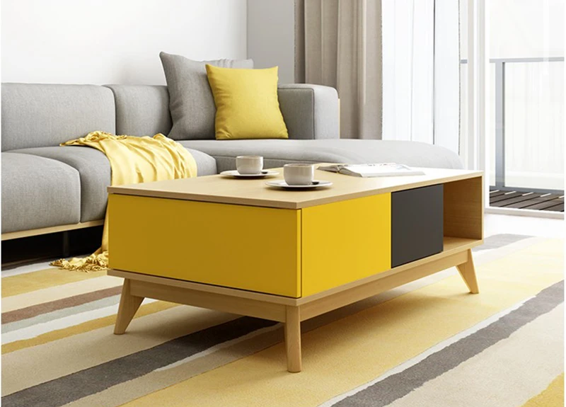 Modern design wood end table storage living room coffee table