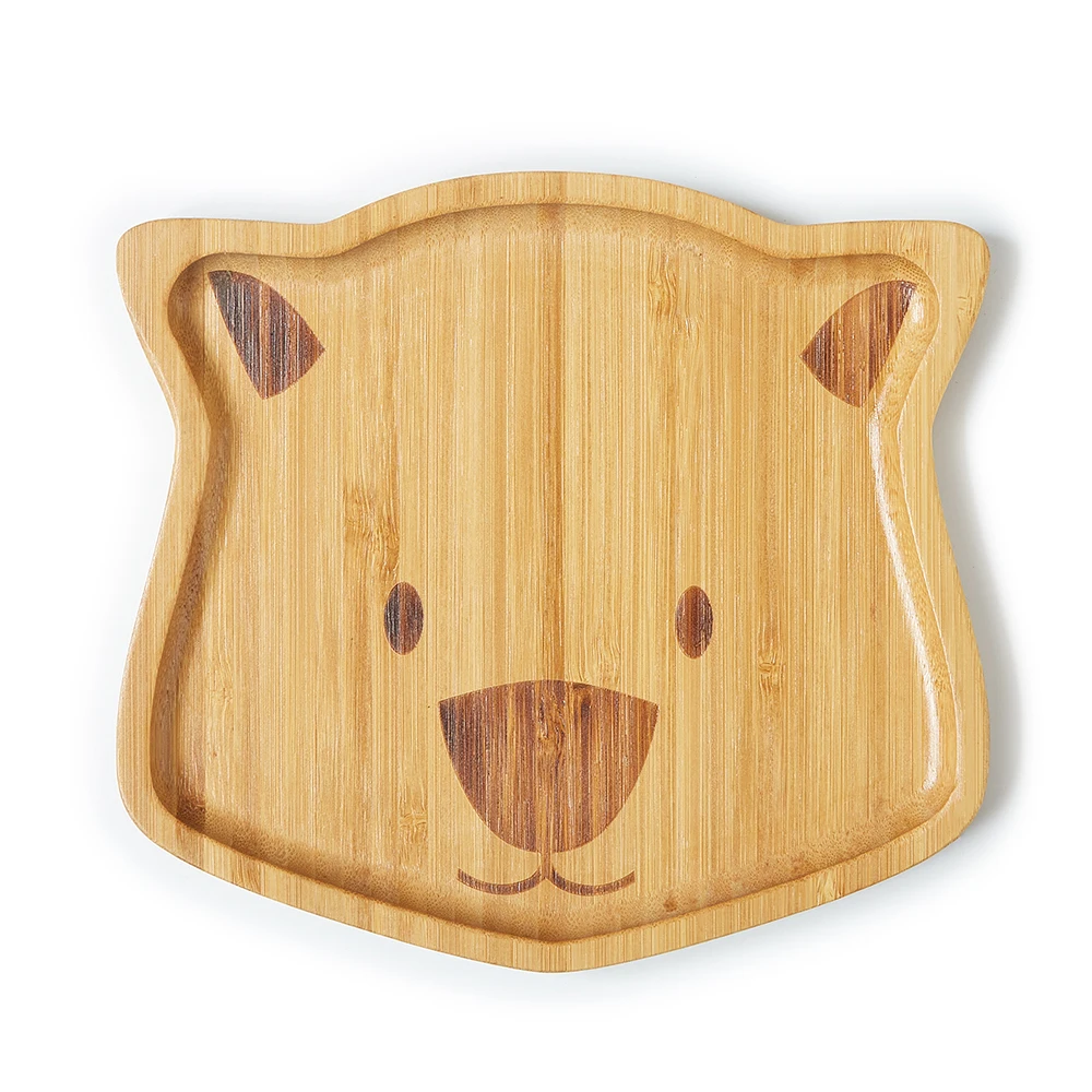 

Wholesale Custom Laser Logo Animal Koala Baby Bamboo Plate Food Grade Dinner Plate Set, Natural color