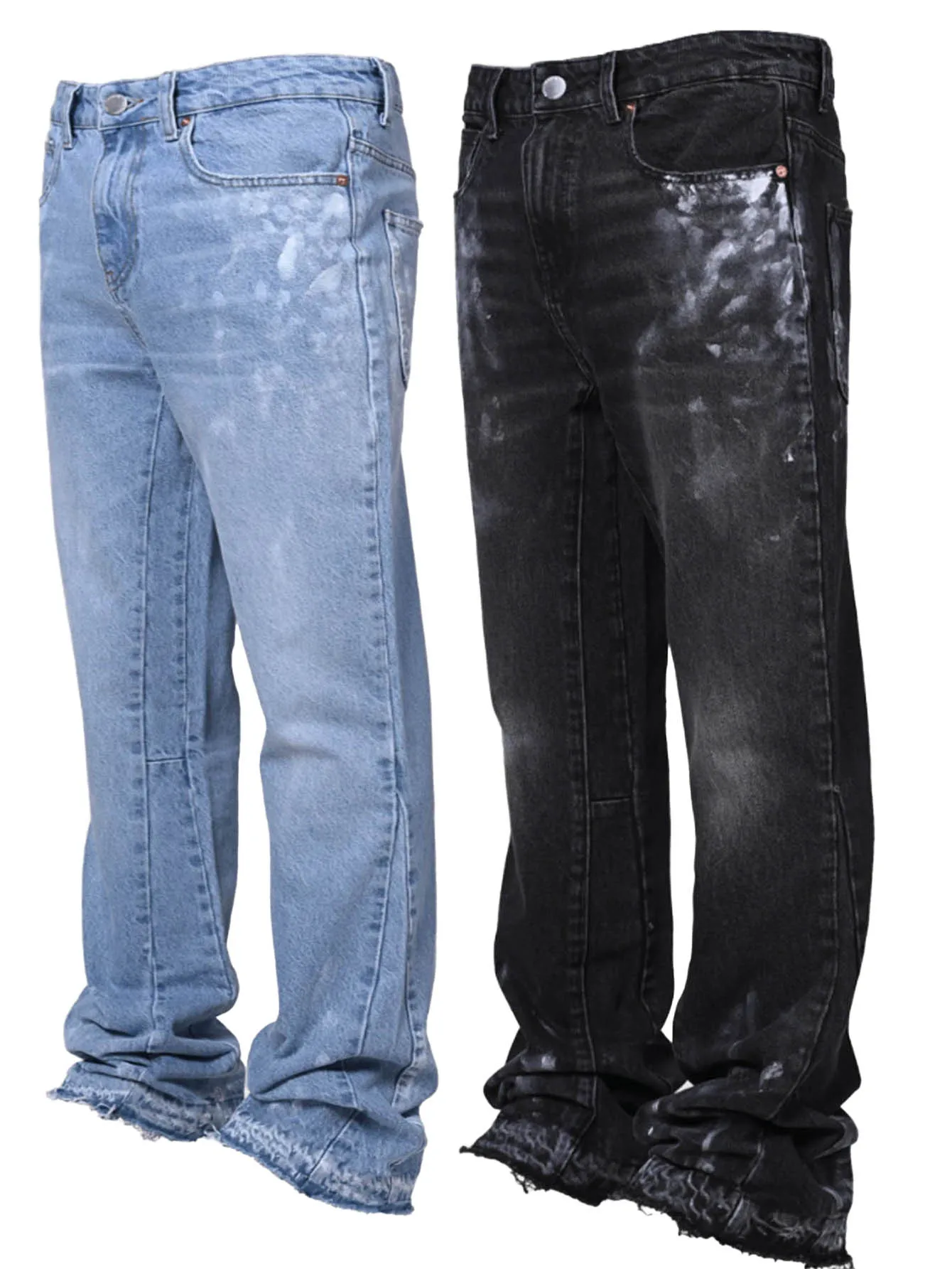 Men's Casual Mid Waist Straight Denim Pants Solid European American Street Fashion Hot Ins Summer Elastic Jeans Washed Technique