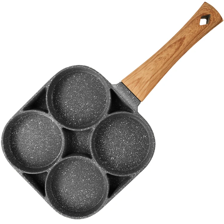 

Aluminum Non Stick Omelett Fry Pan Skillets Four Holes Professional Maifan Stone Skillet Aluminum Kitchen Nonstick Frying Pan, Grey