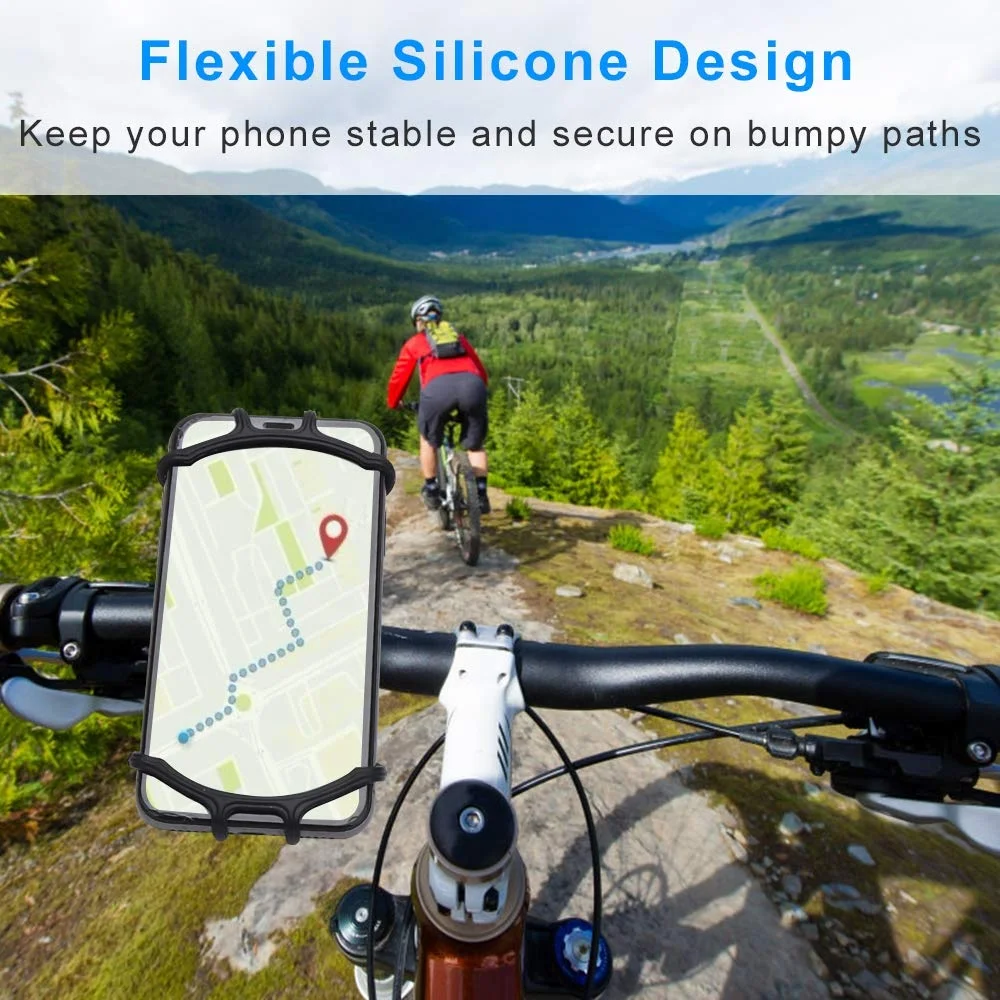 
Universal 360 Degree Rotation Adjustable Silicon Bicycle Bike Handlebar Phone Holder 