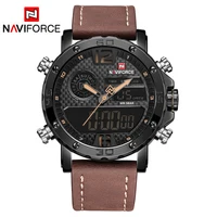 

NAVIFORCE 9134 New Men Military Sport Watches Western Luxury Brand Men's Leather Quartz Watch Male Led Analog Digital Clock