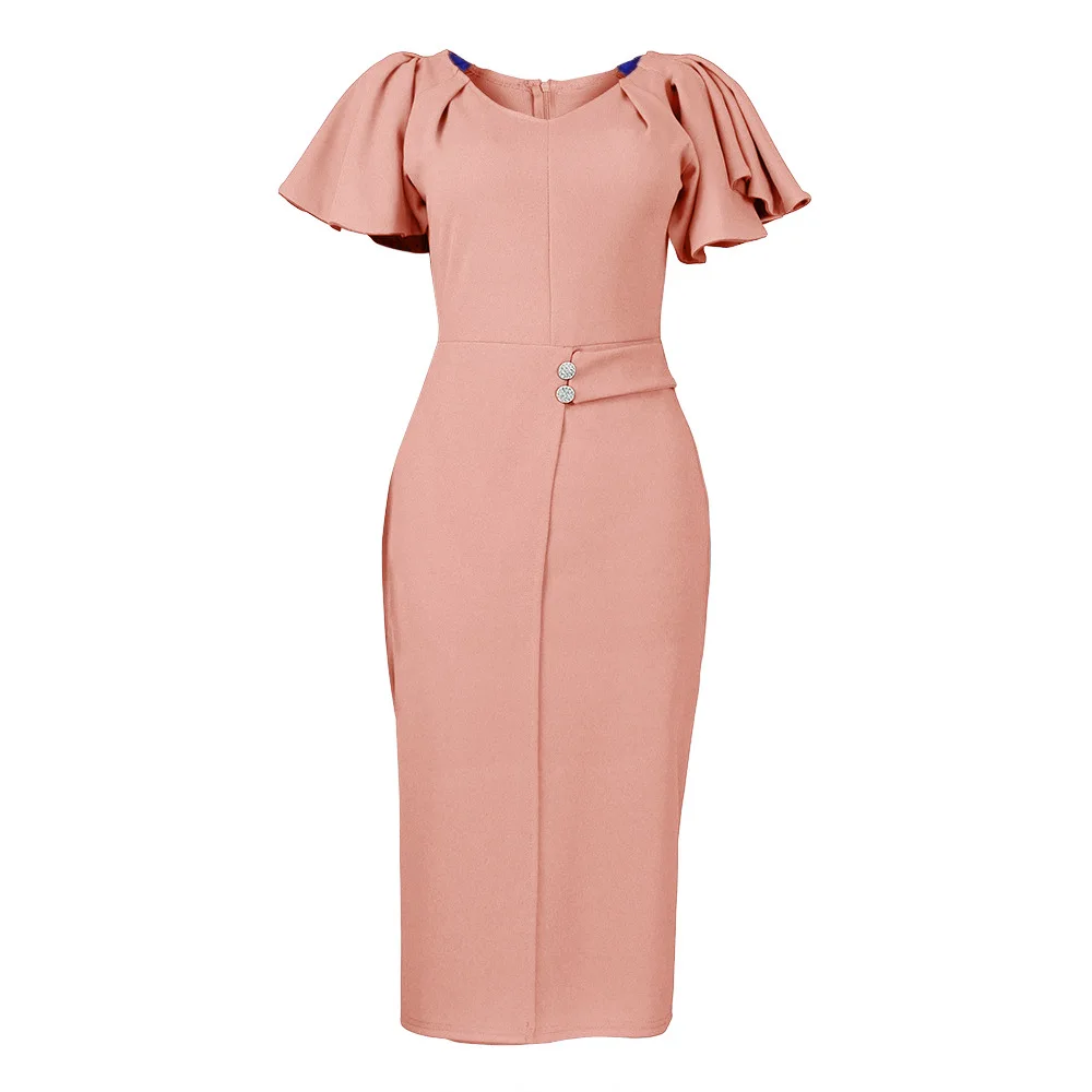 

Summer Women Fashion Clothes Styles Career Dresses Mujer Pencil Midi Bodycon Classy Women Clothing Work Business Party Dresses, Blue/navy/pink/wine red