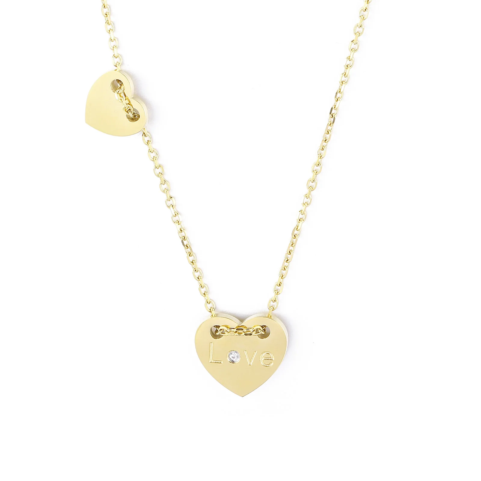

Charm Fashion Chains Necklace Stainless Steel Women Inlaid Zircon Heart Love Necklace, Other