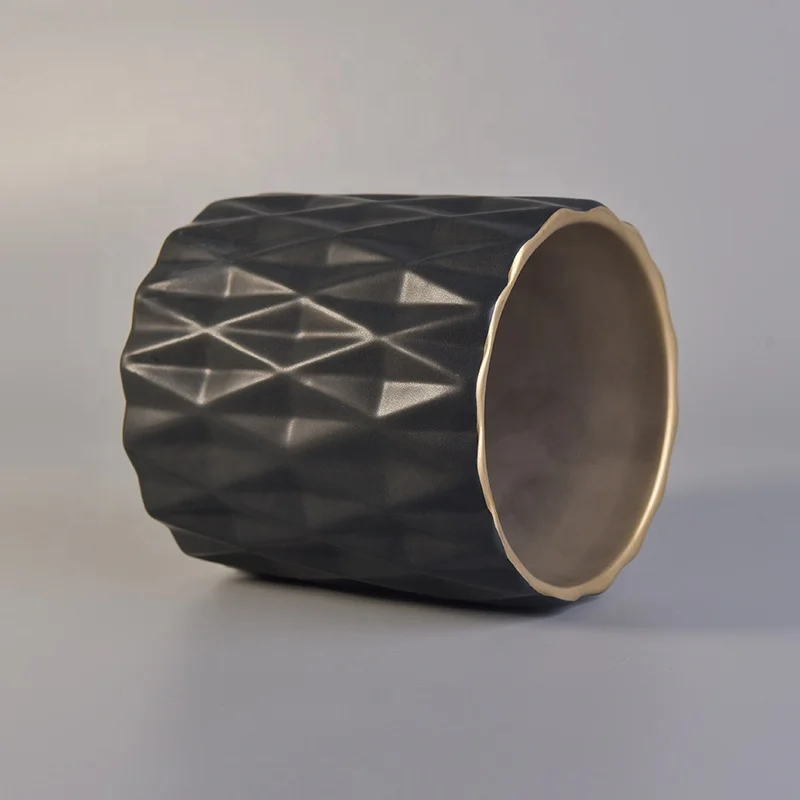 Geo cut cylinder plating ceramic votive candle jar customized candle holders wedding centerpieces supplier