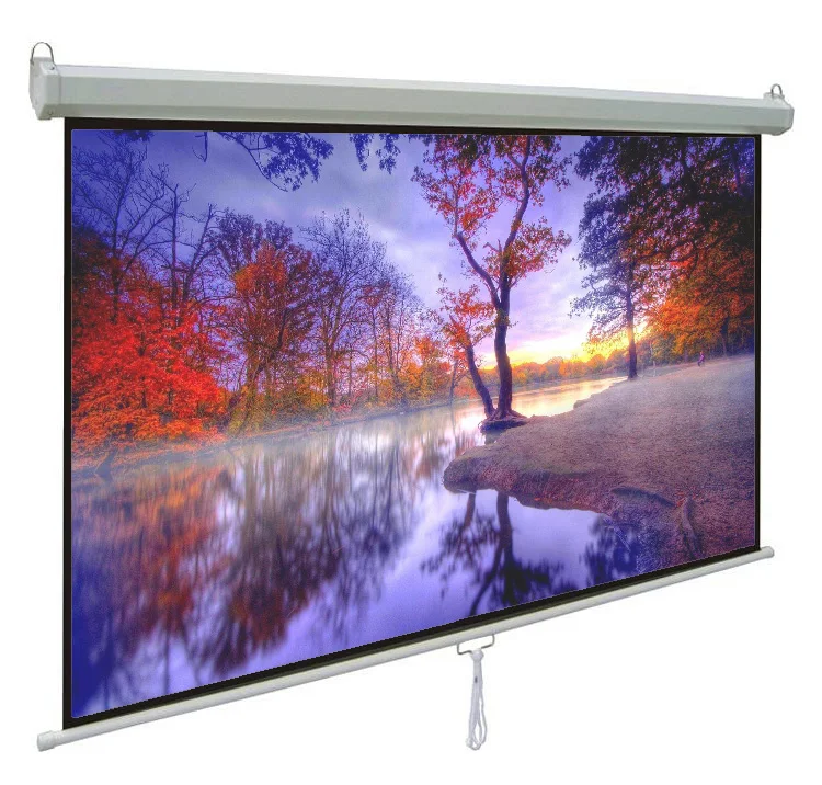 
60 120' Wall Mount Manual Pull Down Projector Screen With Self lock System  (62338798082)