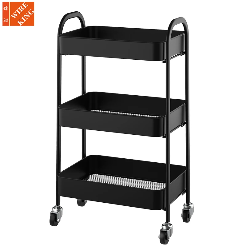 

No Screw to Instal Multi-layer Fruit Vegetable Collapsible Storage Racks Trolley 3-tier Kitchen Storage Shelf Rack Cart, Customized color