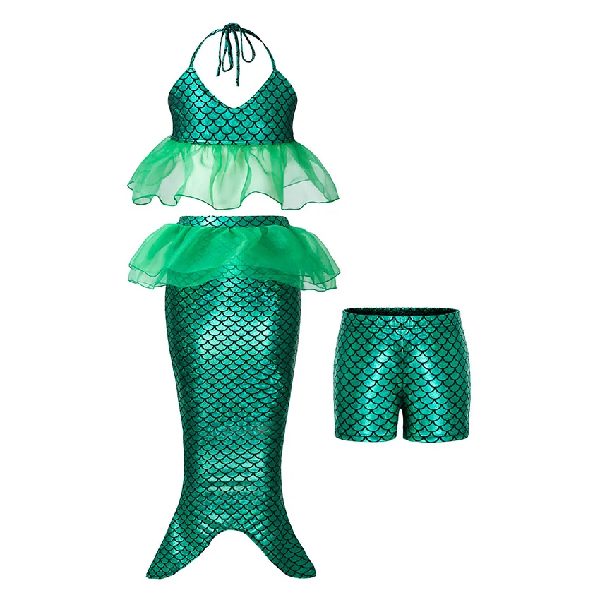 

Newest 3 Piece Swimsuit Kids Girl Mermaid Split Bikini Can Show The Foot Walking Swimsuit Children Summer for Girls Green 0.5KG