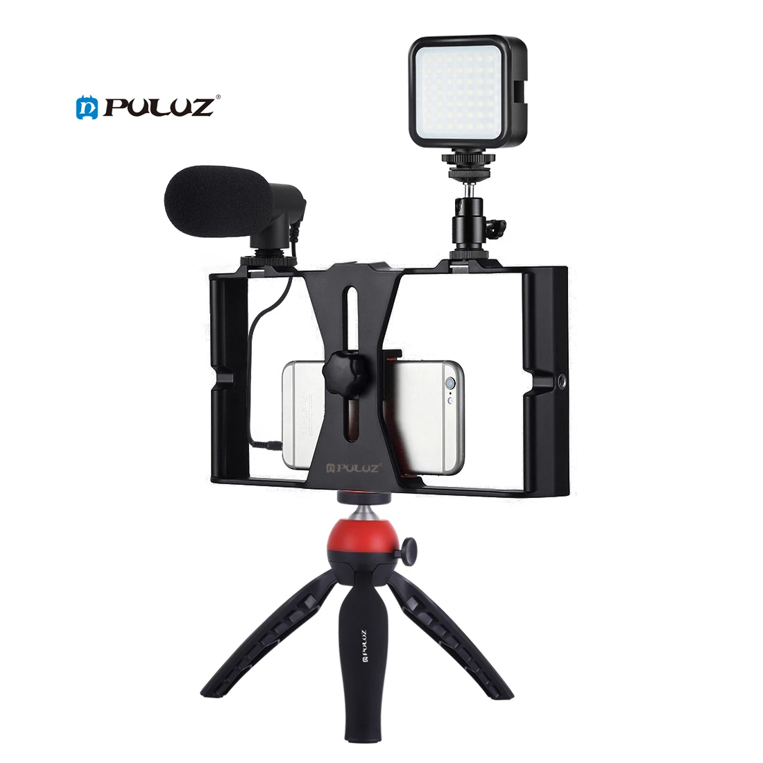 

Dropshipping PULUZ 4 in 1 Vlogging Live Broadcast Smartphone Video Camera Rig Ring LED Selfie Light Kits with Microphone Tripod