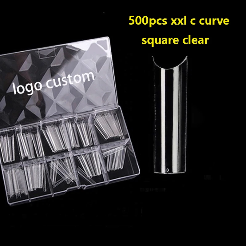 

Tips Nails 500pcs Transparent XXL Square Extra Long C Curve Nail tips