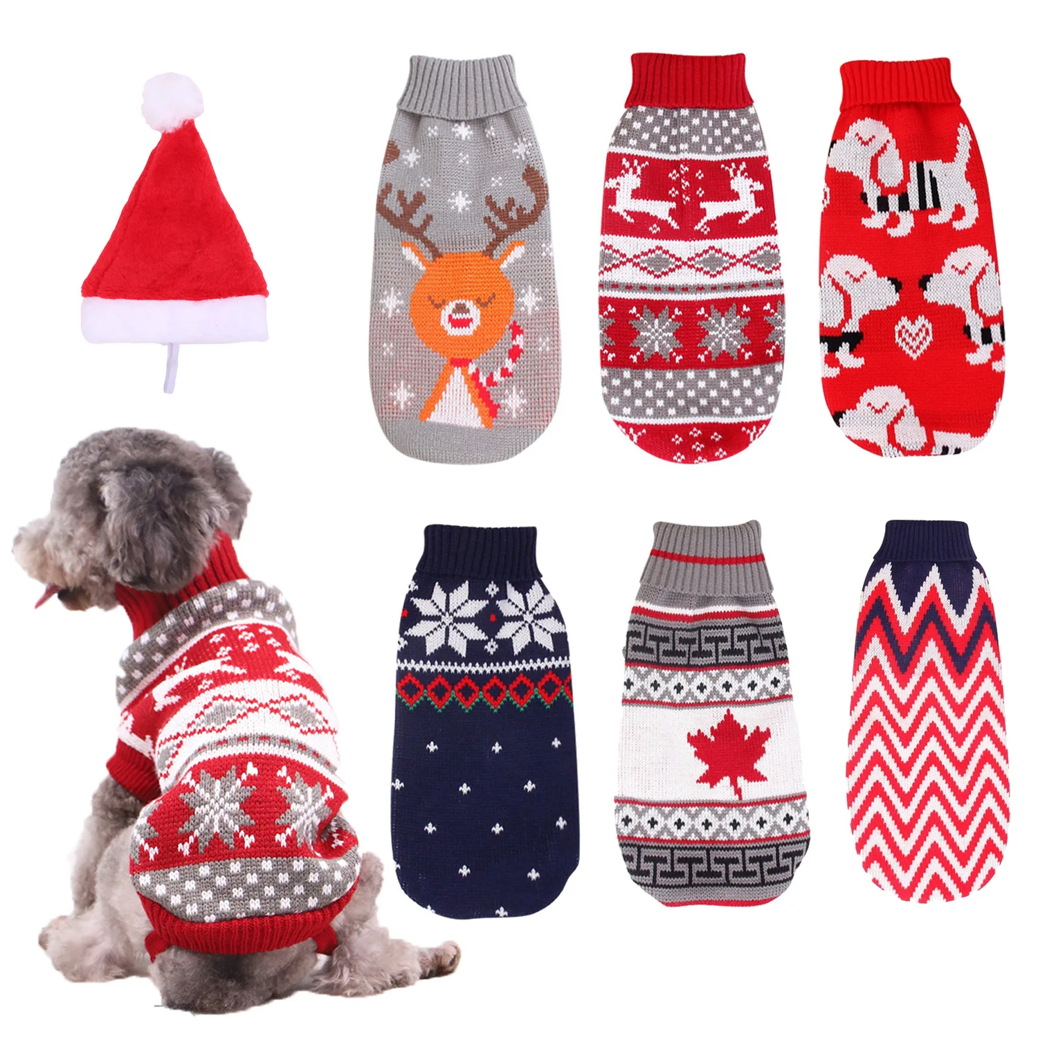 

Christmas Cat Dog Sweater Pullover Winter Dog Clothes Puppy Jacket Pet Costume Acrylic Cartoon Solid Coats & Jackets Stocked