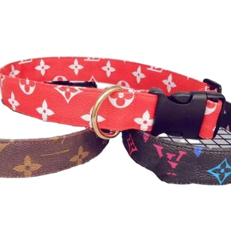 

Best selling luxury brand classic adjustable leather dog pet collar leash set, Blue