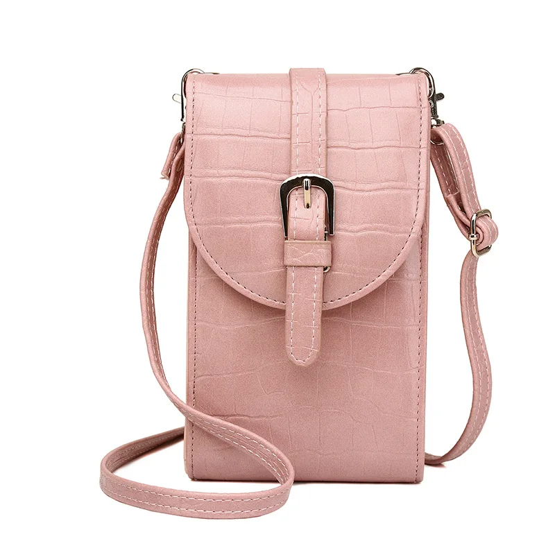 

Summer Travel Waterproof PU Mobile Phone Bag Solid Color Messenger Purses Women Mini Bags for Ladies, Customizable