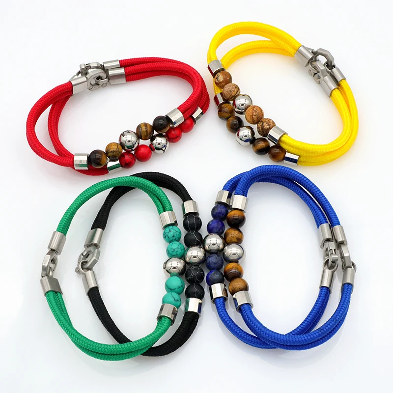 

Wholesale High quality 2021 new handmade jewelry custom beaded bracelet stainless steel men bracelet bangle