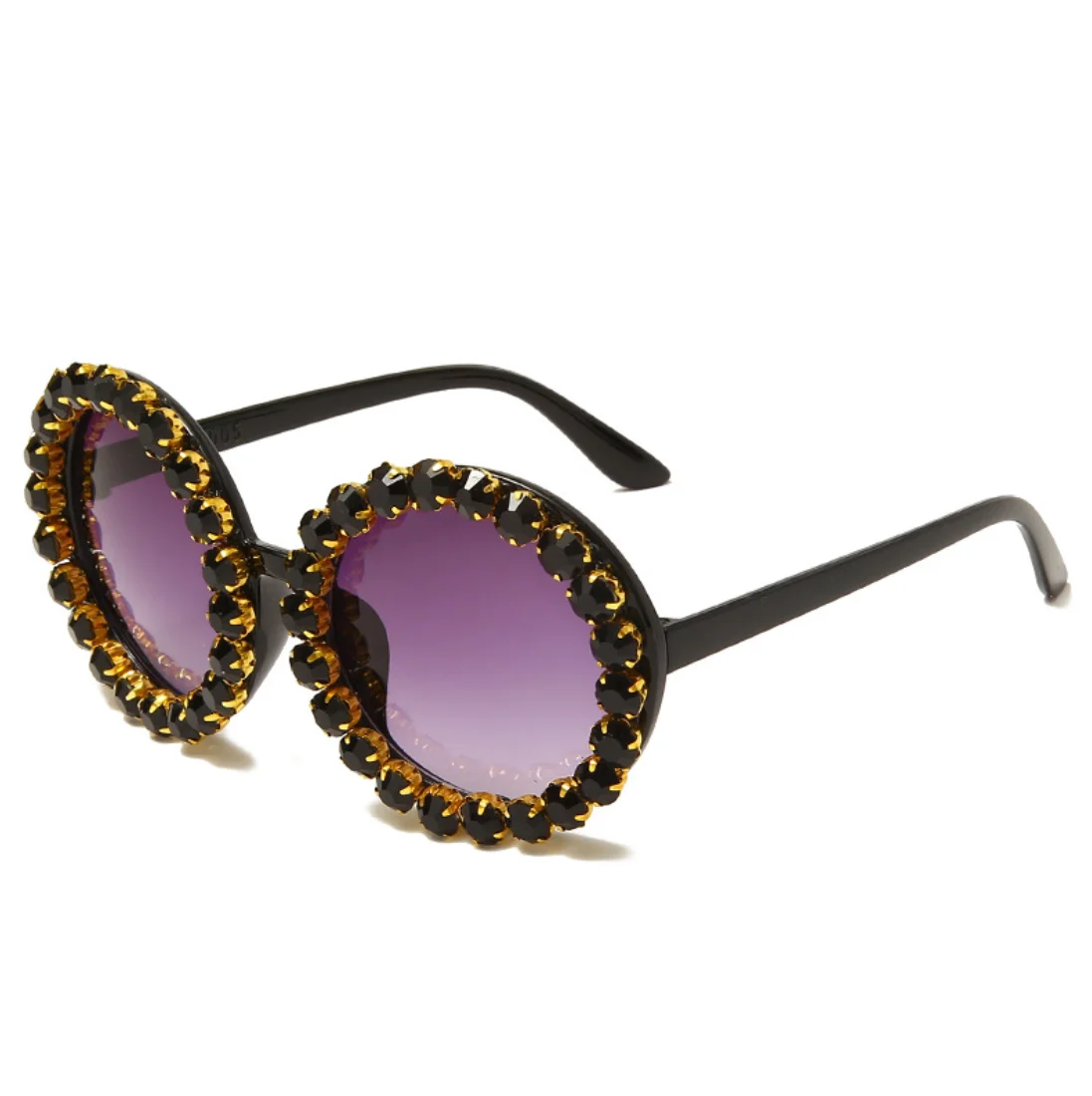 

New Fashion Sunglasses 2021Custom Logo ins Round Luxury Shades Bling Sun glasses Women Rhinestone Diamond Sunglasses