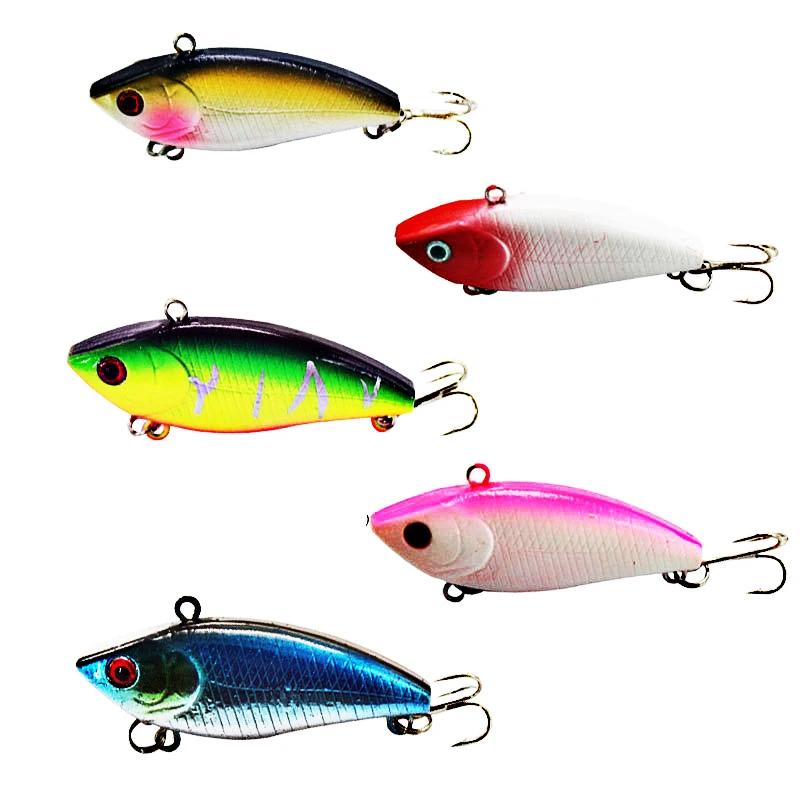 

Min Smaller VIB Fishing Bait 5cm/5g Vibration Vib Rattle Hooks Plastic Hard Lure Fishing Tackle, 5 color