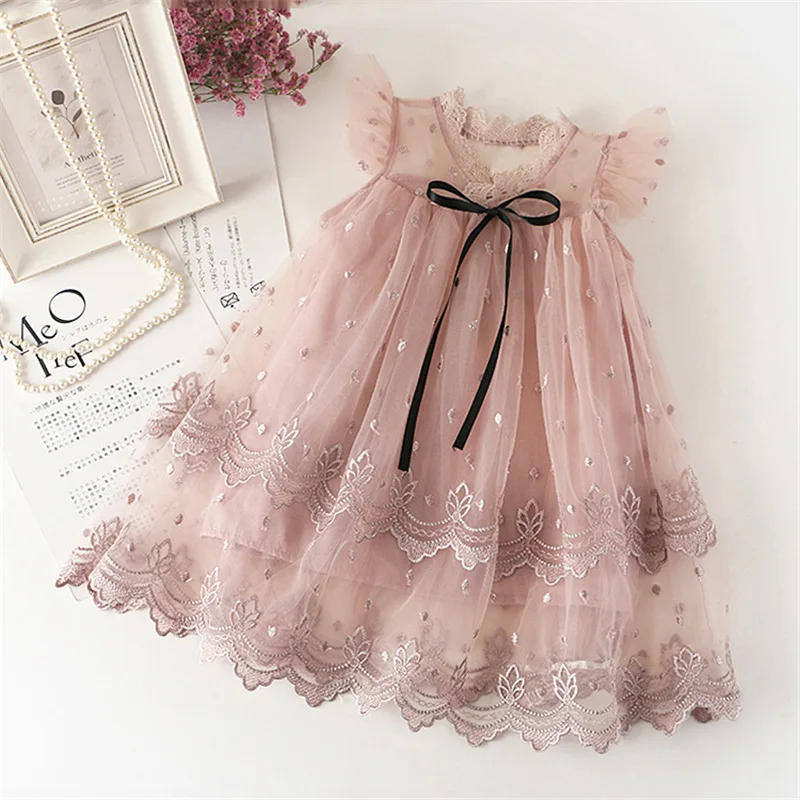 

Baby Girl Floral Mesh Princess Dress Children Hollow Out Wedding Christening Gown Dress For Kids Party Wear Vestidos Y12596, Can follow customers' requirements