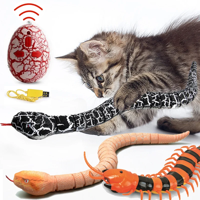 

RC Remote Control Snake Toy For Cat Kitten Egg-shaped Controller Rattlesnake Interactive Snake Cat Teaser Play Toy Game Pet Kid