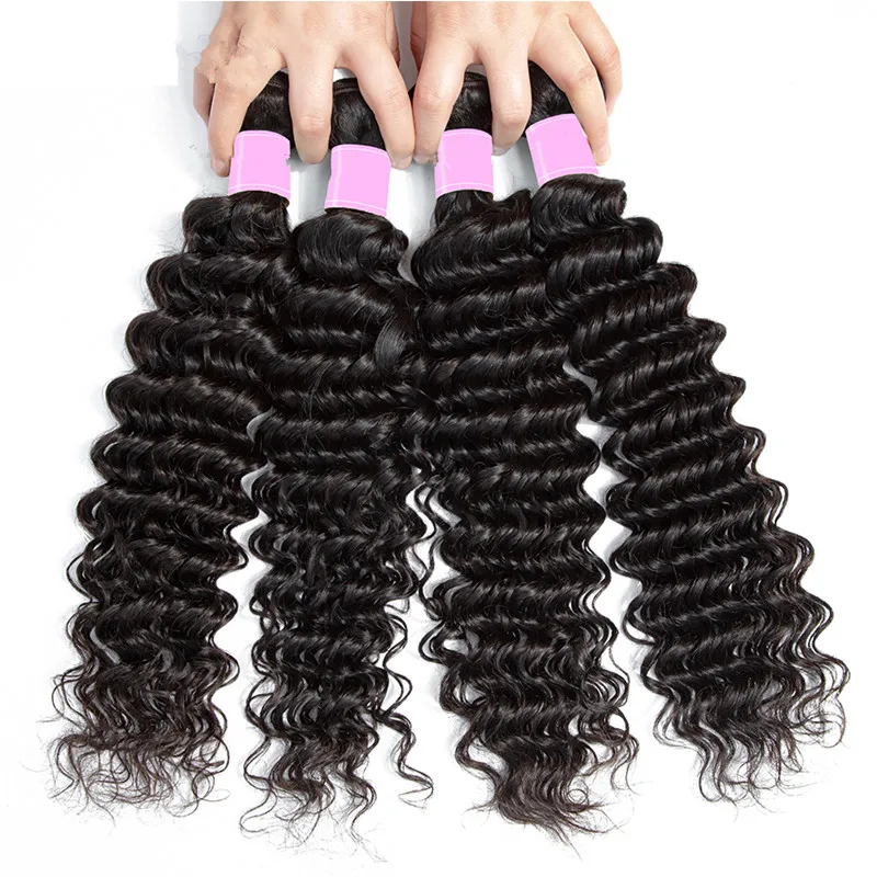 

Wholesale cheap price top quality deep wave cuticle aligned hair 10 A grade natural black human hair bundles