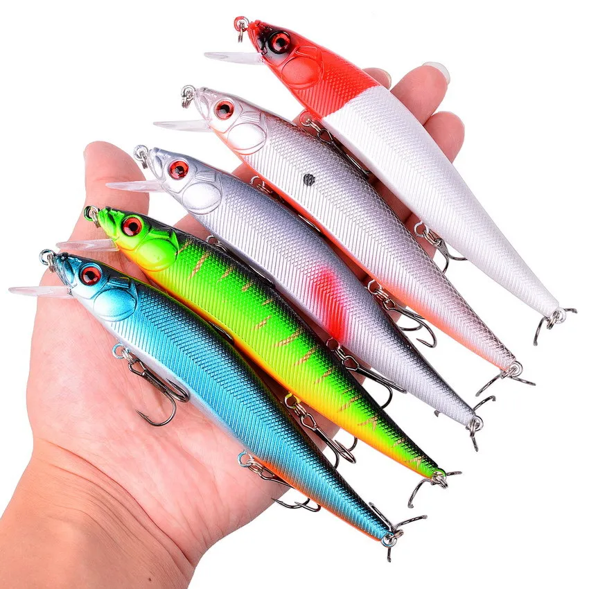 

Wholesale 12colors Artificial Plastic Hard Bait Fishing Lures With Hook, 12 color