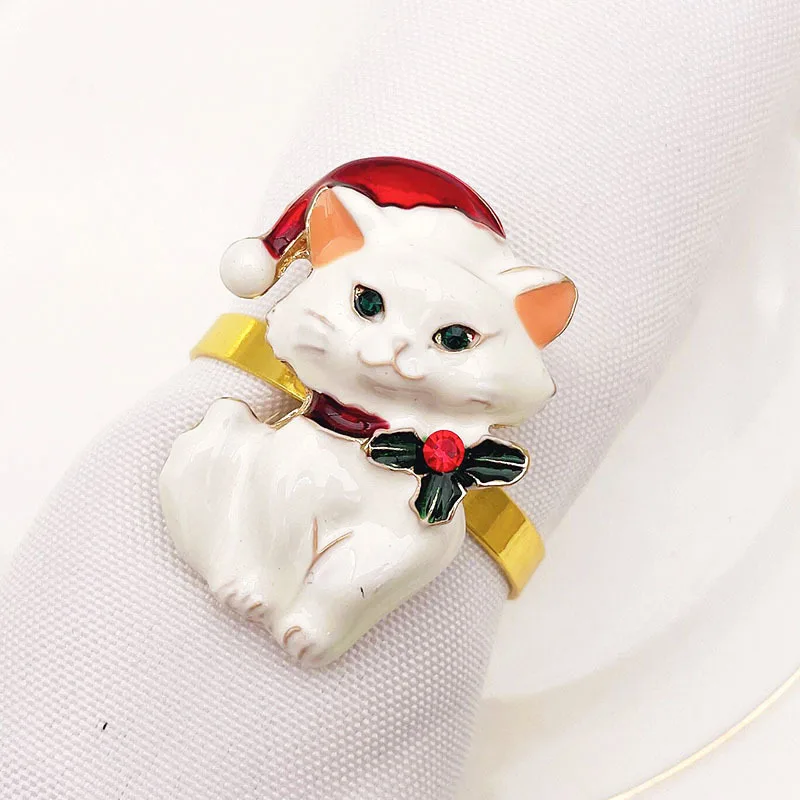 

Jachon New Hotel Christmas cat napkin button napkin ring, As picture