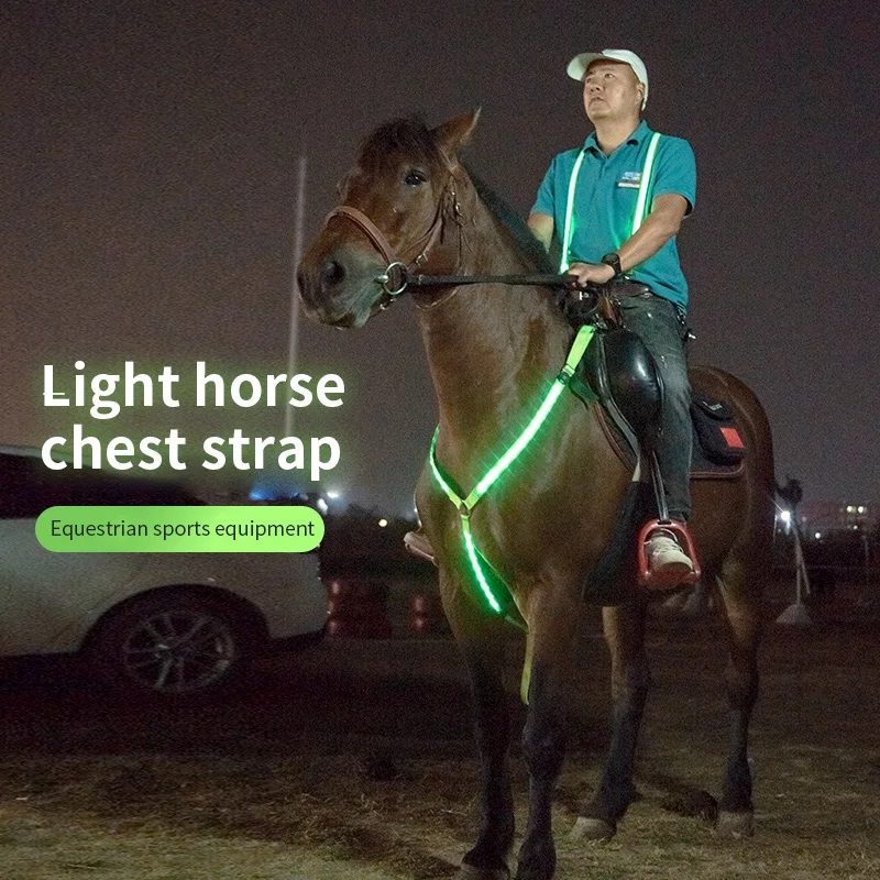 

2020 New Style Battery Flashing Led Light Strip Harness Horse Breastplate, Black, green, blue,. red