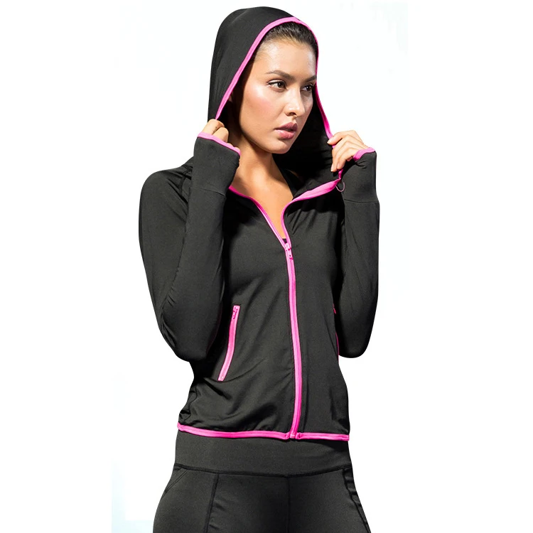 

Autumn Winter Training Color Matching Zipper Hoodie Women 2020 Running Gym Yoga Top Fitness Jacket, 5 colors