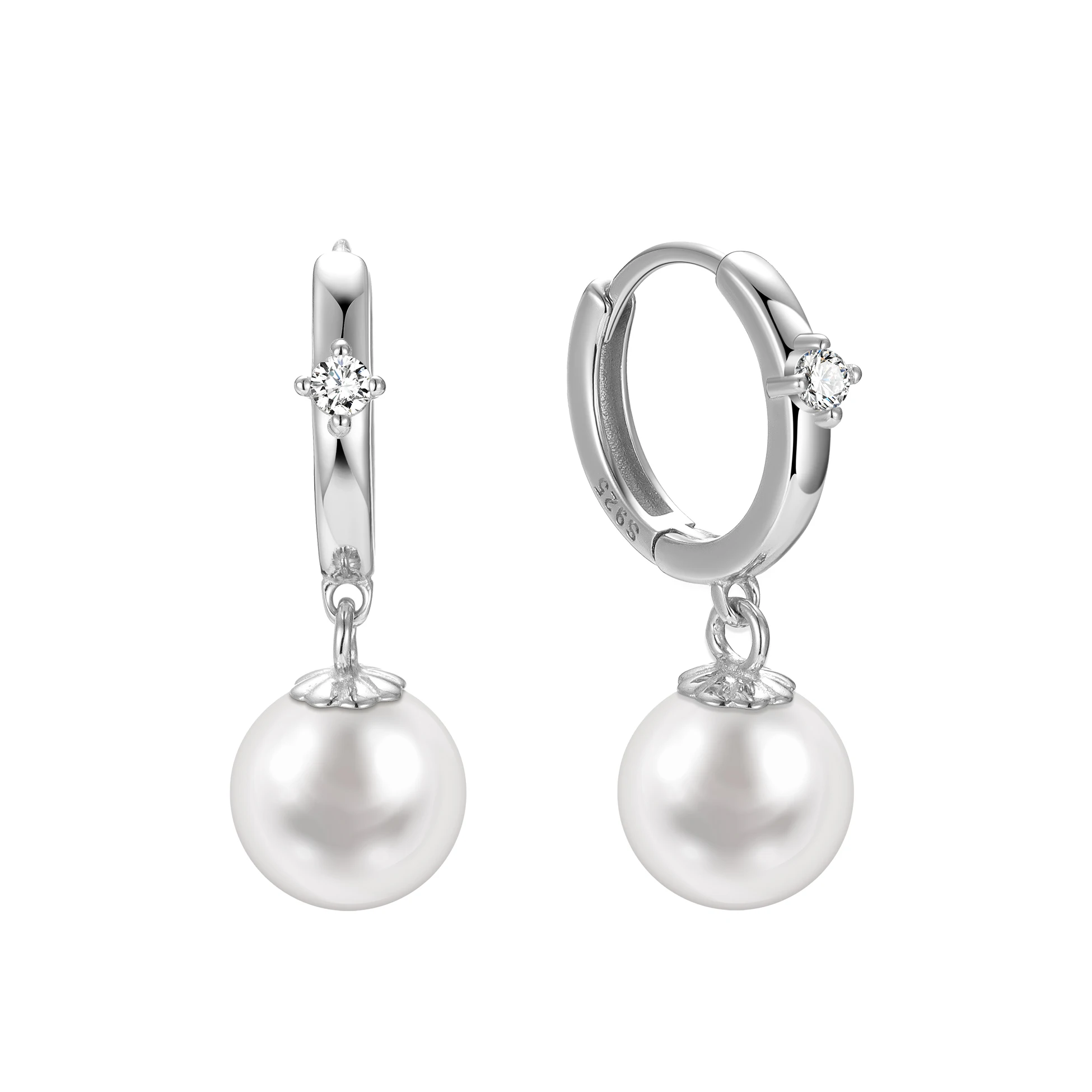 Pearl Drop Earrings S925 Sterling Silver Earring Dangle Drop Hoops for Women Girl Fine Jewelry Silver Earrings Gift