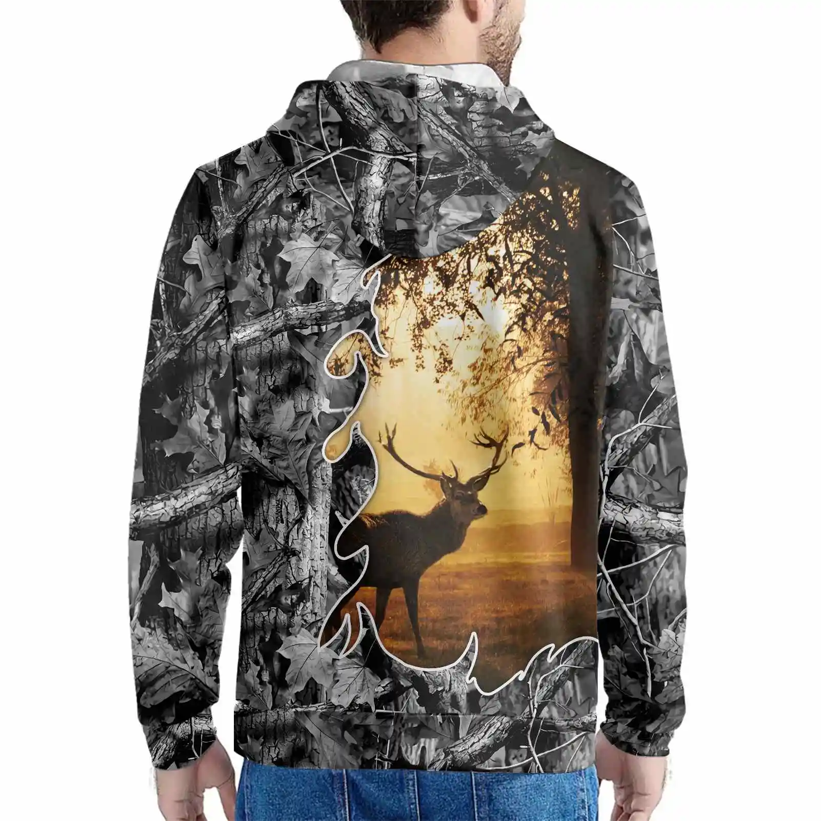 

Sun Tees Black Pullover 3D Printing 100 % Cotton Hoodie Christmas Jungle Moose, Red