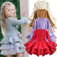 

2019 Winter Knitted Chiffon Girl Dress Christmas Party Long Sleeve Children Clothes Kids Dresses For Girls New Year Clothing