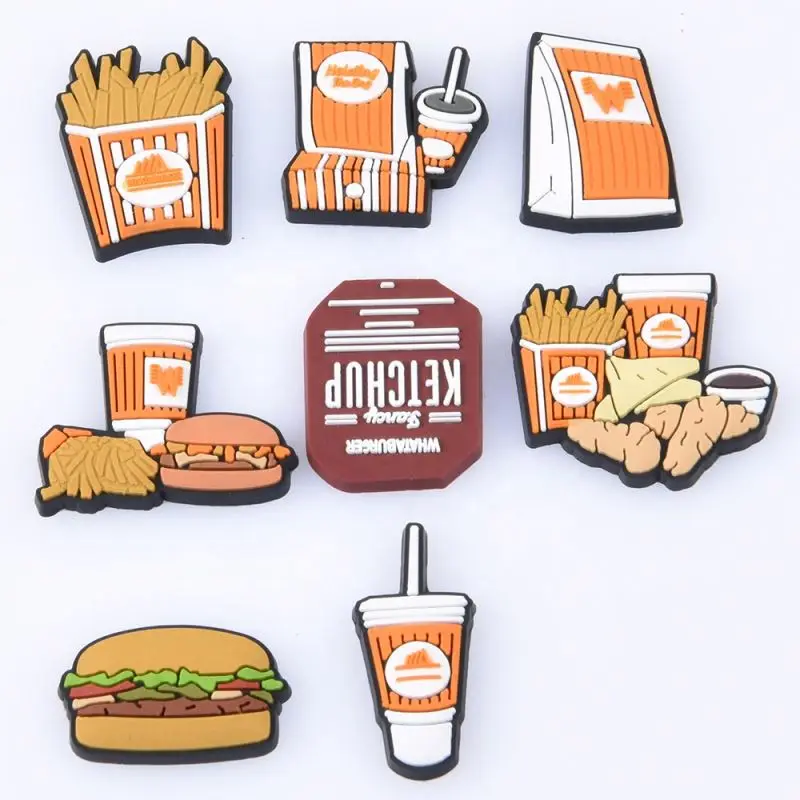 

Popular US Whataburger Croc Charms Chickfila Potato Chips Party Mcdonald's Croc Shoe Charm Gifts for Kid Croc Shoes Decoration, Customized color