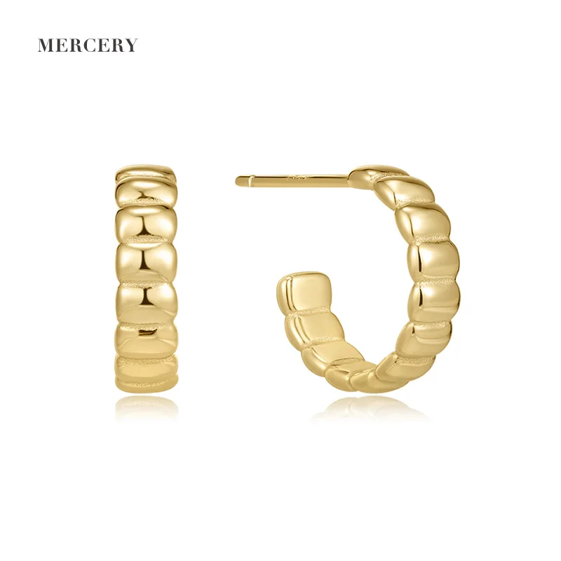 

Mercery Jewelry Minimalist Style 925 Silver Earrings Very Popular 14K Gold Plated Earrings Hot Sale