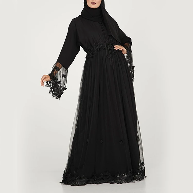 Fashion Lace Modern Muslim Thobe For Women Soft Bisht Arab Jubah Nida ...