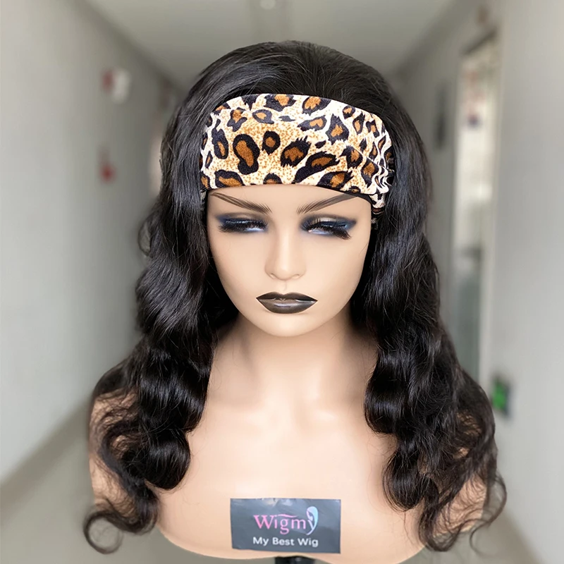 

Malaysian Body Wave Headband Wig 12"-26" No Glue Human Hair Wigs For Black Women 150% Density Remy Hair Scarf Headband Wig