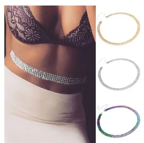 

Sexy Belly Chain Jewelry for Women Beach Rhinestones Body Chain Multilayer Alloy Sequins Multi-color Shiny Waist Jewelry