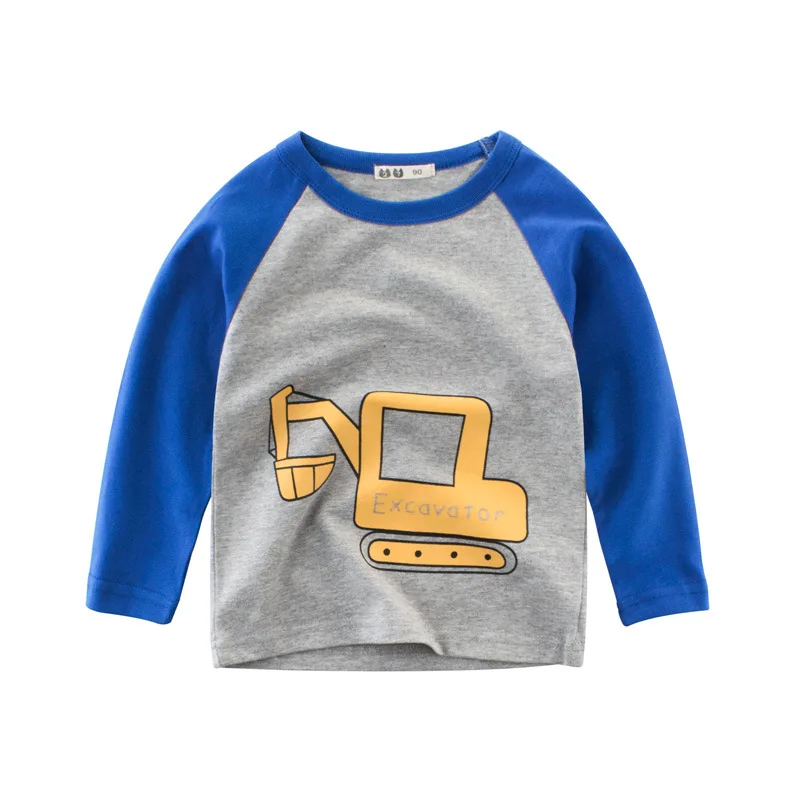 

Boys T-shirt Kids Tees Baby Child Boy Cartoon Tops Spring Children Tee Long Sleeve Cotton Cars Trucks Bus Striped Autumn Shirt