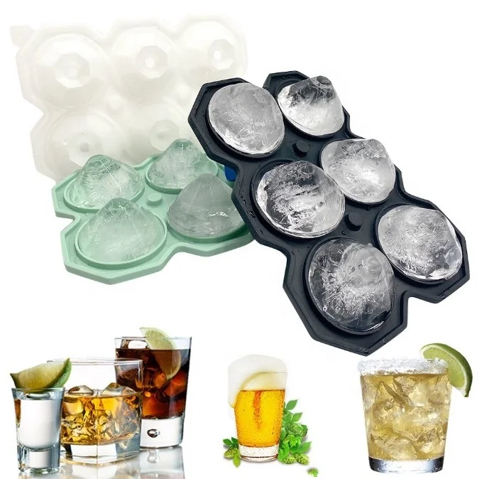 

6 cavity Diamond Shaped Silicone Ice Cube Tray Molds For Ice Whiskey Coke Amazon top seller, Customized color