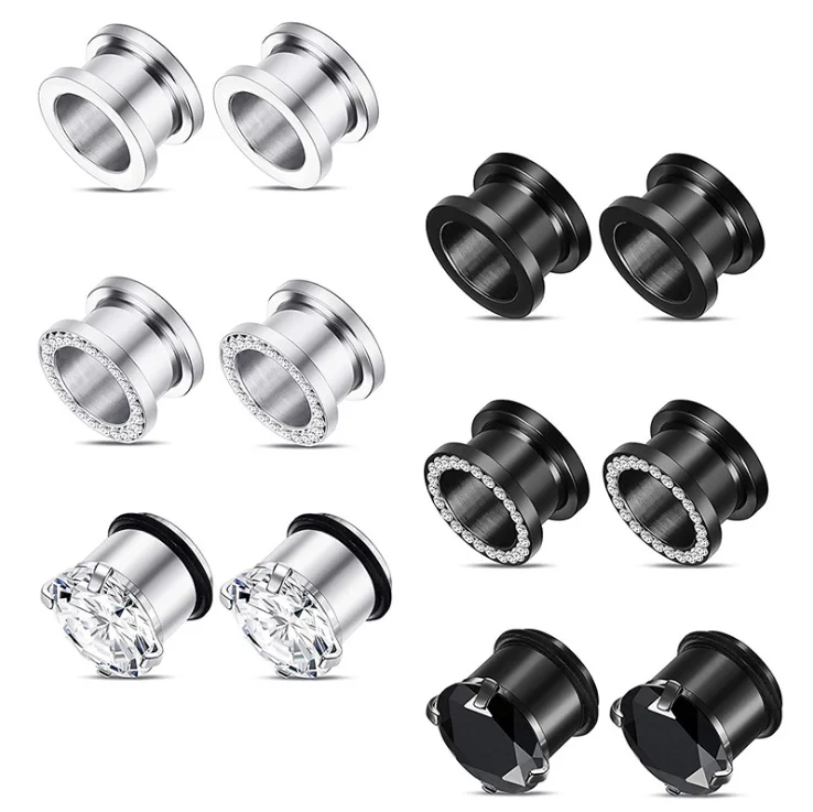 

A variety of sizes diamond set metal 12 sets combination manufacturers direct sales piercing accessories ear tunnel expansion, Wood