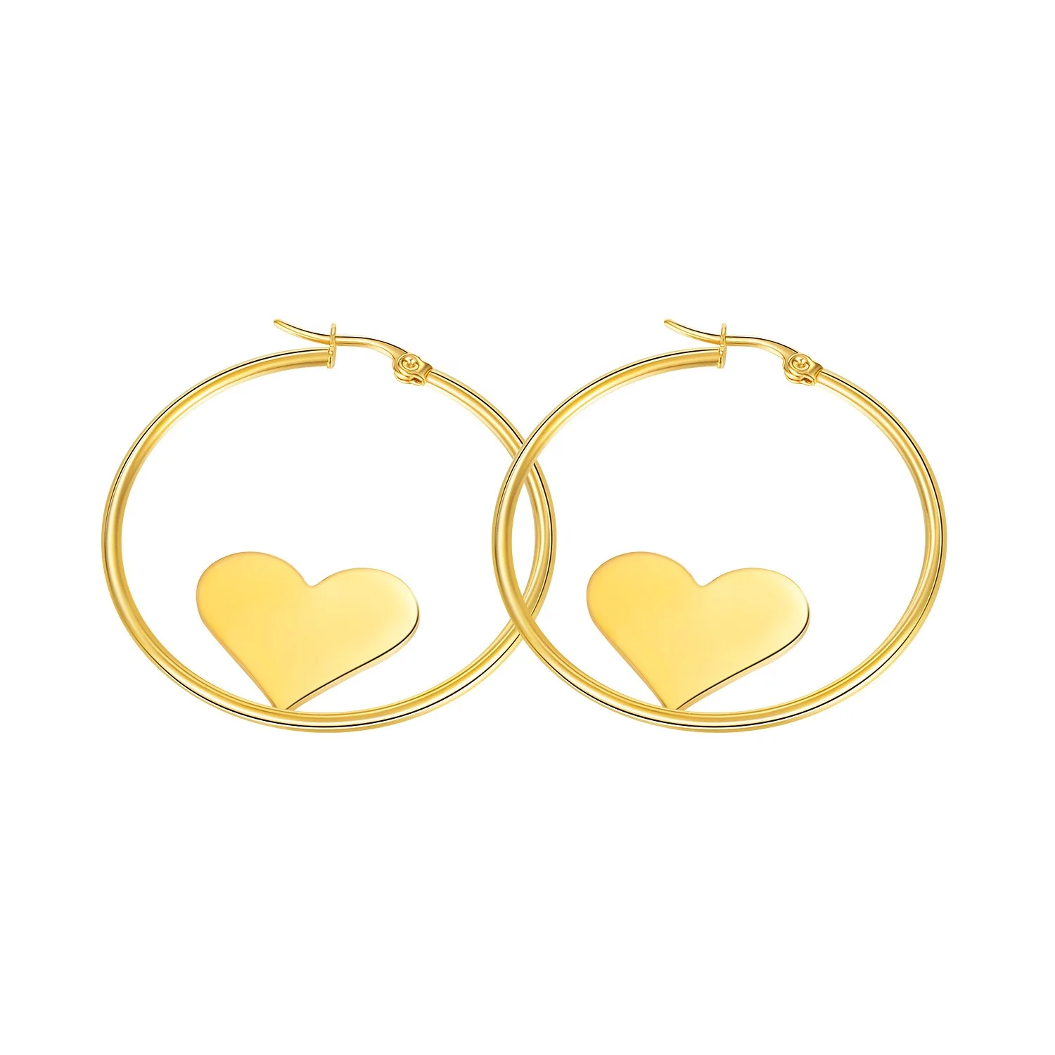 

Statement Design Oversize Big Heart Hoop Earring Plated 18K Gold 316L Stainless Steel Hip Hop Jewelry