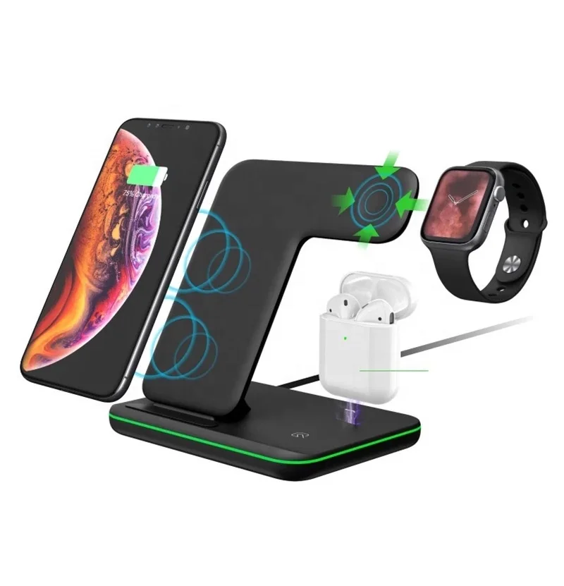 4 in 1 Fast Wireless Charger Pad Dock Station For iPhone XS Max XR X.For Apple Watch Induction Charging Stand