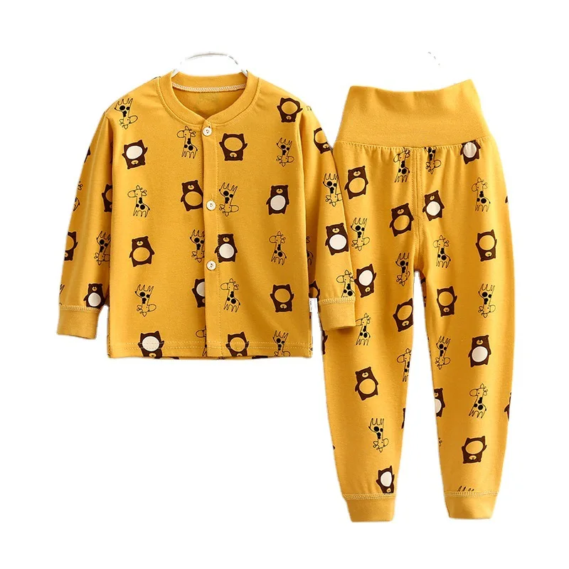 

Hot sale baby underwear high waist suit baby autumn clothes retro cotton children's cardigan pajamas, 5color