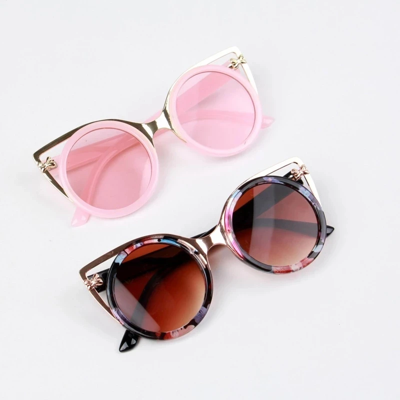 

Retro Child Cat Ear Kids Sunglasses Vintage Oversized Round Children Sunglasses for Baby Infant Uv400 Mirror Boys Girls Gafas, Colors