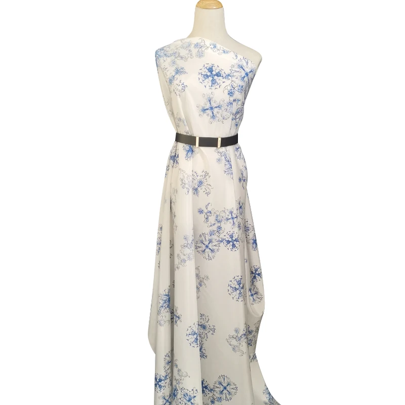 
Floral Print Sarees Party Wear Wedding Silk 14MM Cotton Silk Fabric 