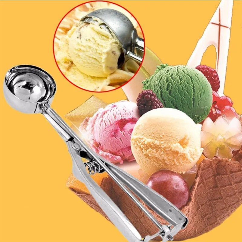 

Hot Sale New Product Stainless Steel 3pcs Ice Cream Scoop Cookie Spoon Set Ice Cream Spoon, Silver