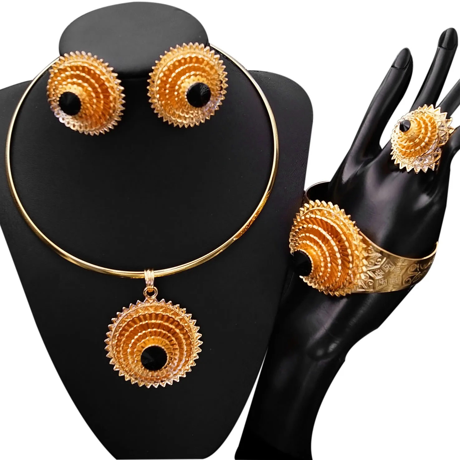 

Yulaili Ladies Collars Round Shape And Rhinestone Jewelry Sets Top Quality Elegant Luxury New Fashion Brazilian Gold Jewelry Set