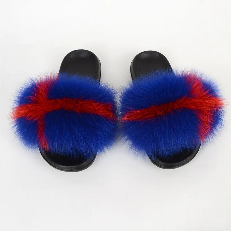 

Curlyfur 2021 Wholesale Vendor Fashion Sandals High Quality Soft Real Fox Fur Slides Slippers