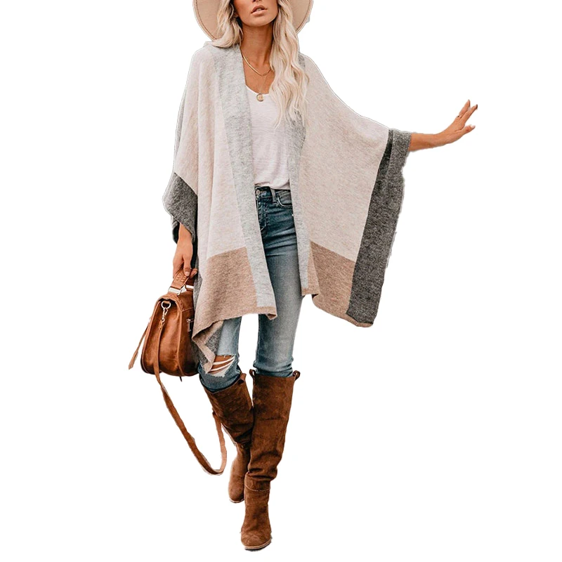 

autumn/Winter women custom color block long single-breasted soft cardigan sweaters