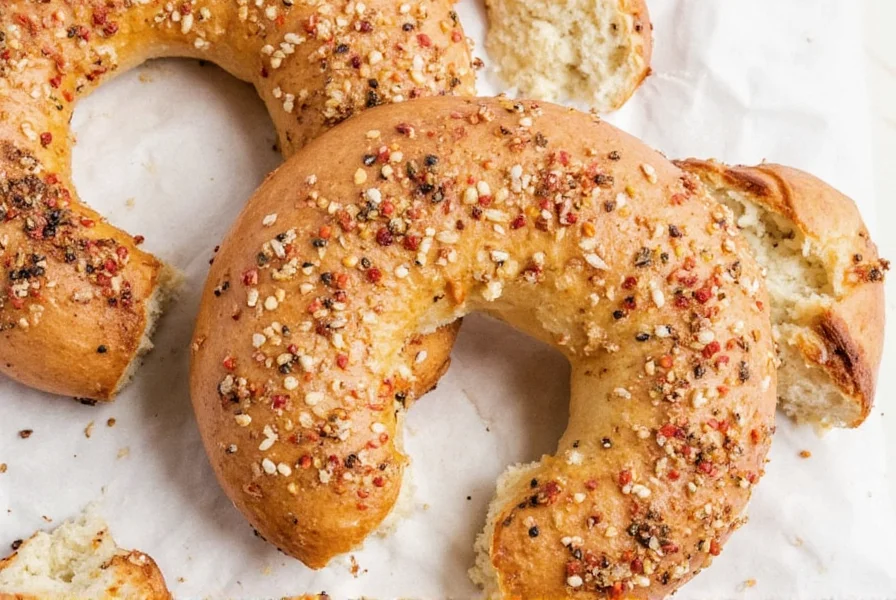 Sprinkling seasonings on a bagel