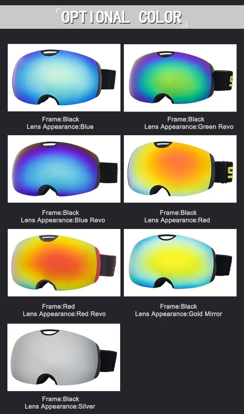 New arrival adult pc full hd dex snow sunglasses goggle googles ski